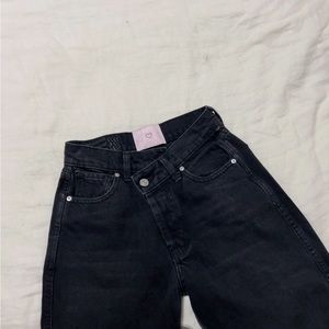 Revice Criss Cross Black Wide-Leg Jeans